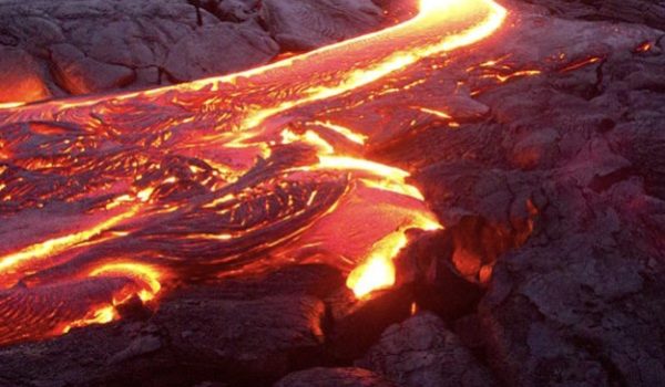 PIC 4 Lava from Kiluea, the dance is on, when there was surface flow. By Kristen O'Guin